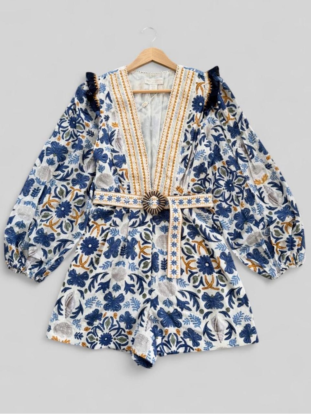NWT CAROLINE CONSTAS Floral V-Neck Romper